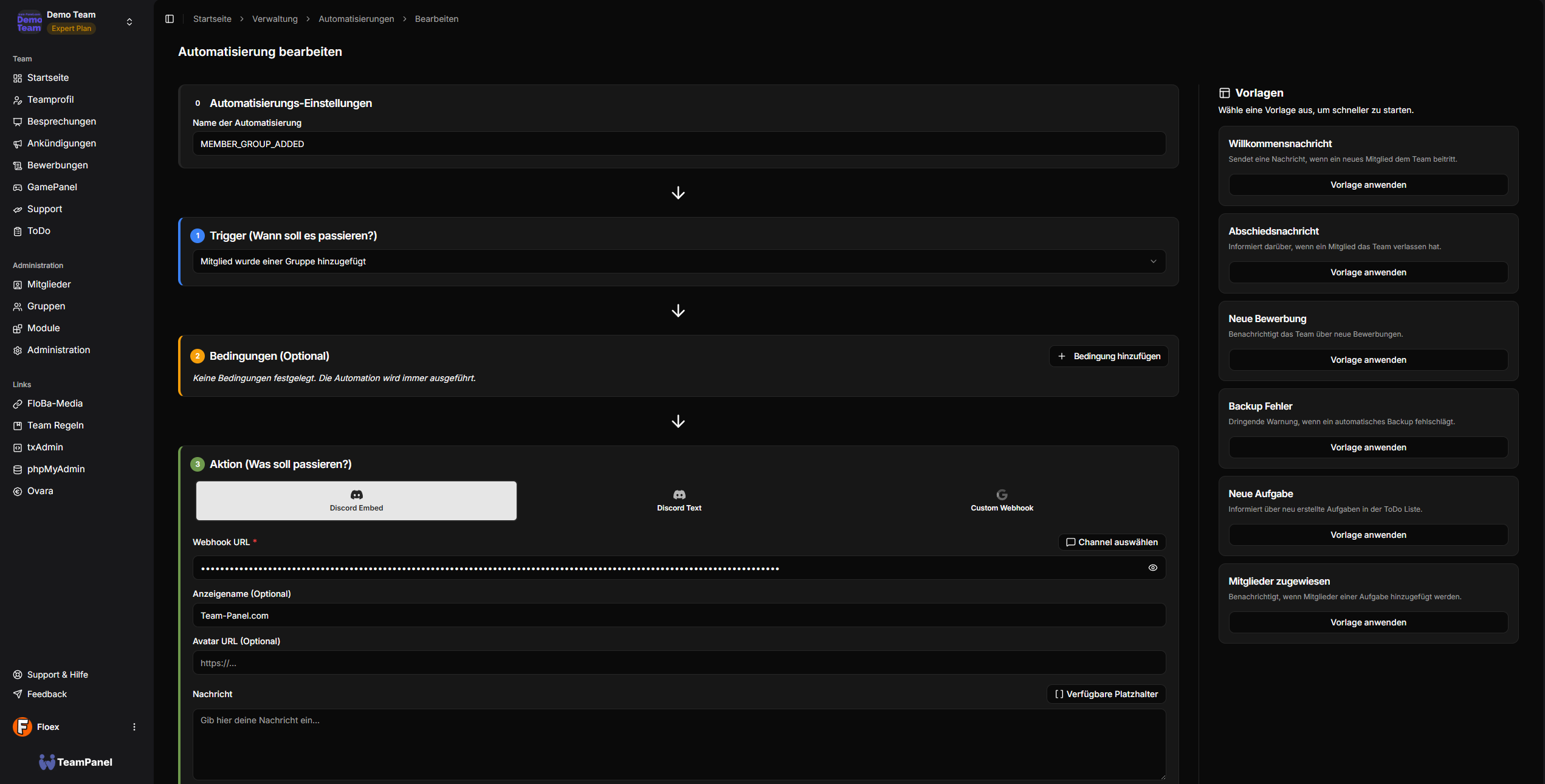 Integrations dashboard screenshot